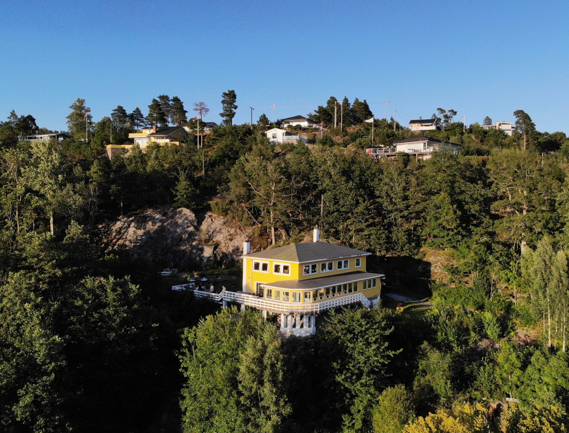 Bird's eye view of The Longhouse above the Oslofjord
